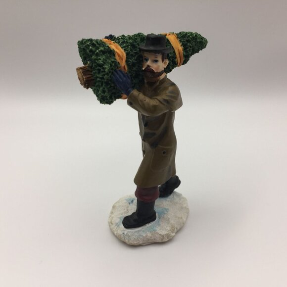 Set of 4 Christmas Village People Figures Santa Mrs. Claus Skaters Man Elf Tree - Picture 8 of 10